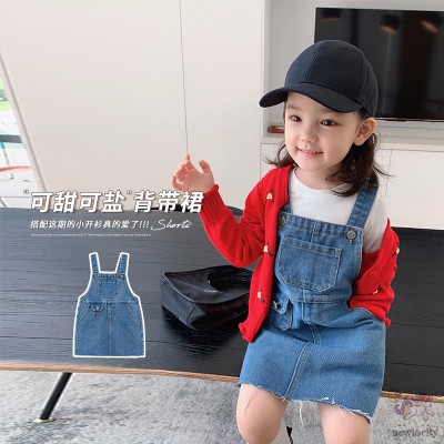 Váy yếm denim phong cách Hàn Quốc xinh xắn dành cho bé gái