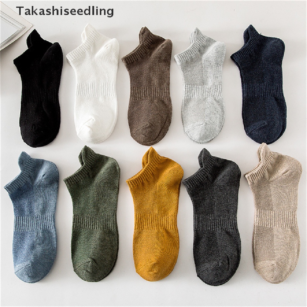 (Takashiseedling) Vớ Ngắn Mềm Mại Màu Trơn Đơn Giản Thoáng Khí Thời Trang Cho Nam Bán Chạy