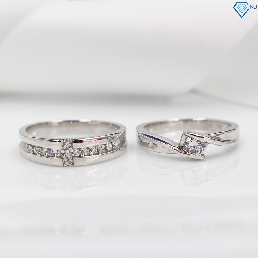 Nhẫn cặp đôi bạc 925 nam nữ đính đá khắc tên ND0277 Trang Sức TNJ