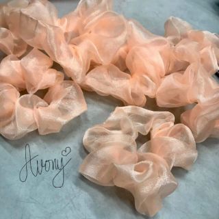 Cột tóc vải Scrunchies voal cam sữa