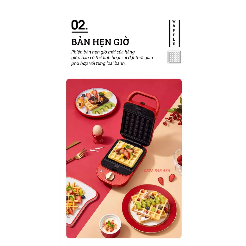 Máy Nướng Bánh Mì Kẹp TORSOM - Phiên bản hẹn giờ - Máy Làm Bánh Mỳ Sandwich - Kèm 5 khuôn