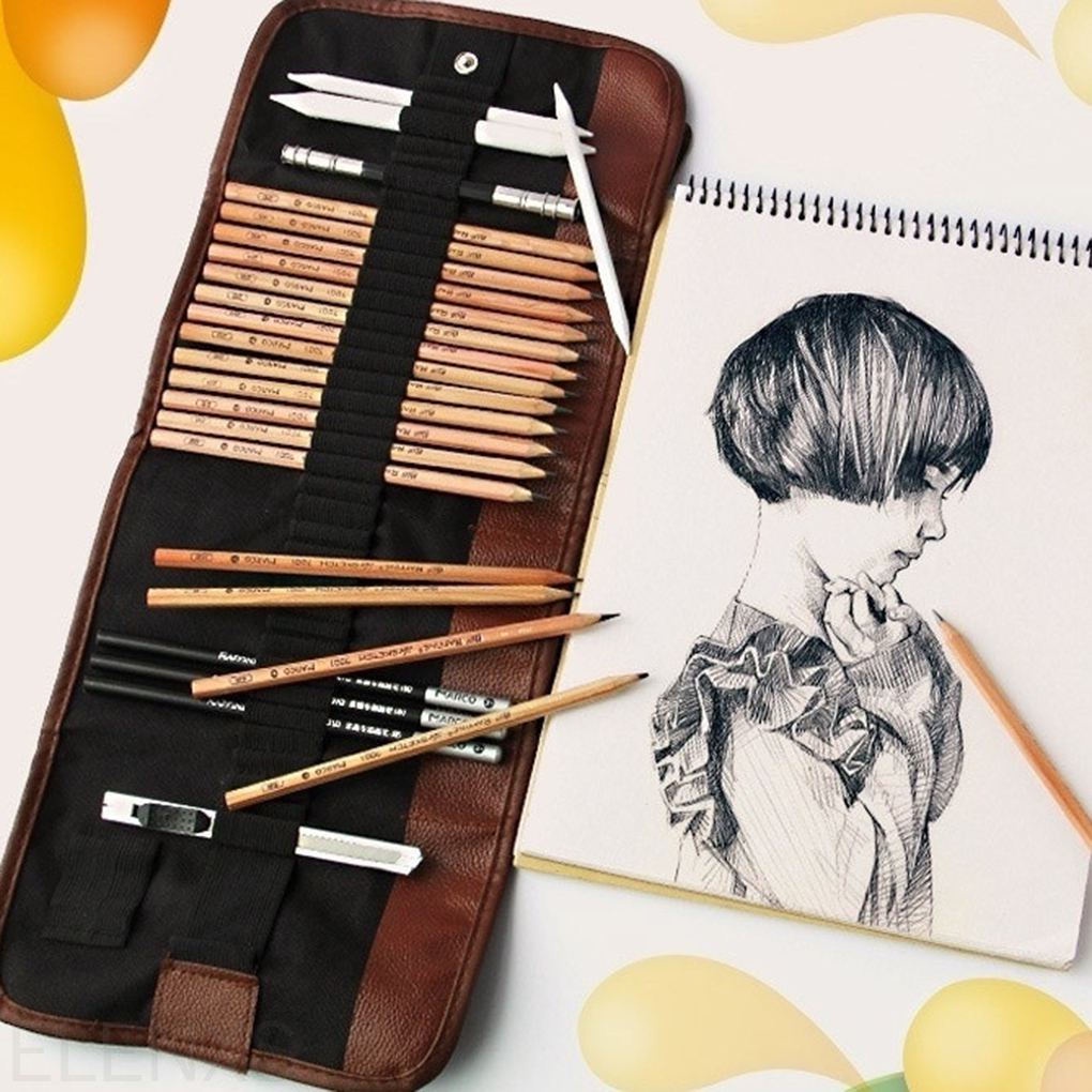 [Hàng mới về] Túi đựng bút chì/mỹ phẩm 24 ngăn bằng vải canvas tiện dụng
