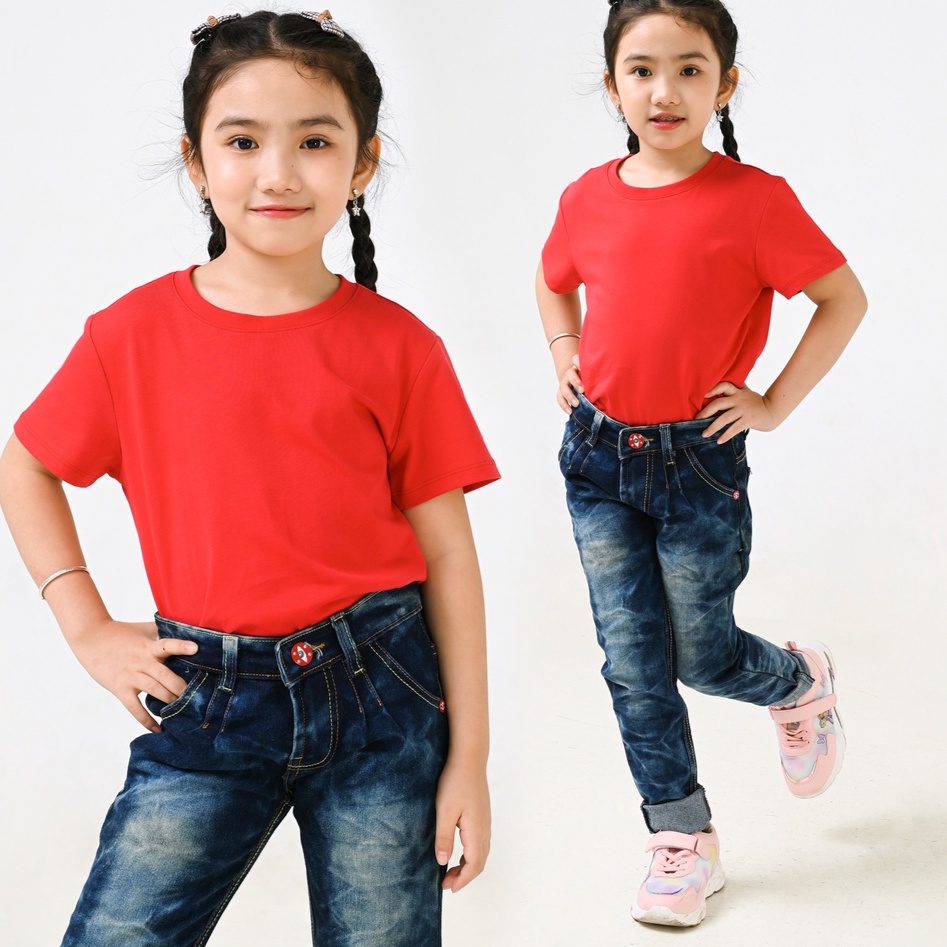 Áo thun cho bé Yody cotton co giãn 4 chiều áo T-Shirt bé trai bé gái form lớn in hình logo TSK5139