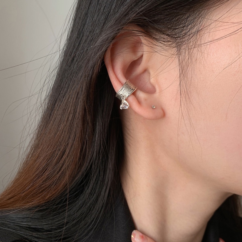 Bông Tai Đính Đá Zircon Dạng Kẹp Phong Cách Harajuku Sang Trọng