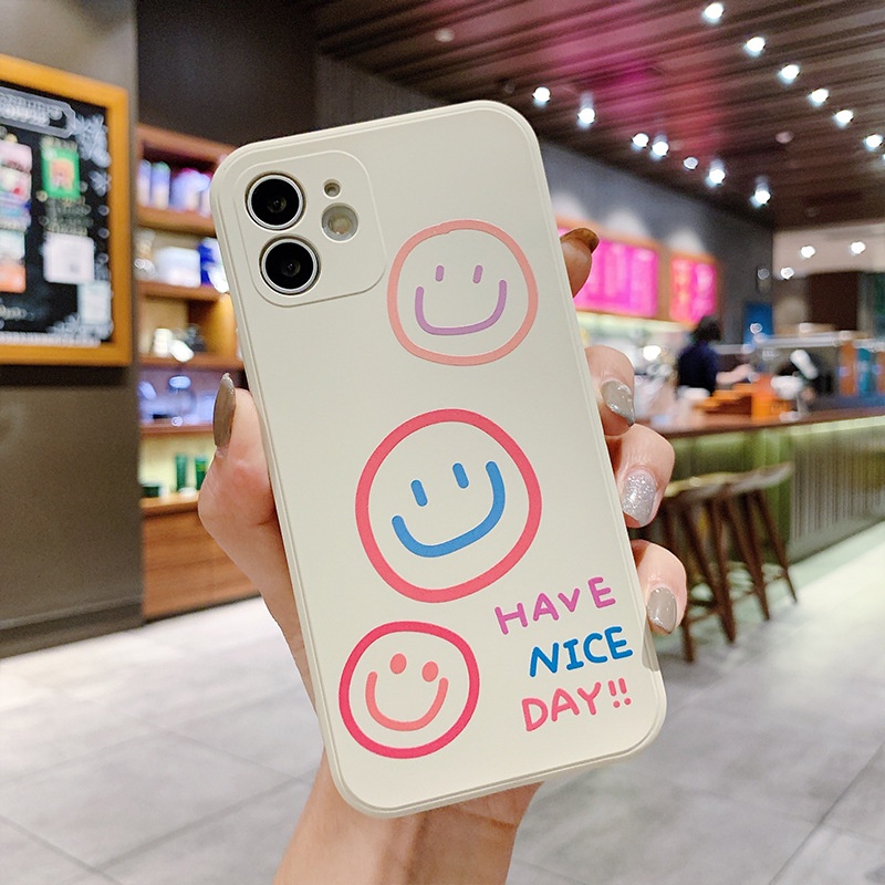 Ốp lưng iphone cạnh vuông Have nice day mặt cười dành cho iphone 6 đến 14promax - E217