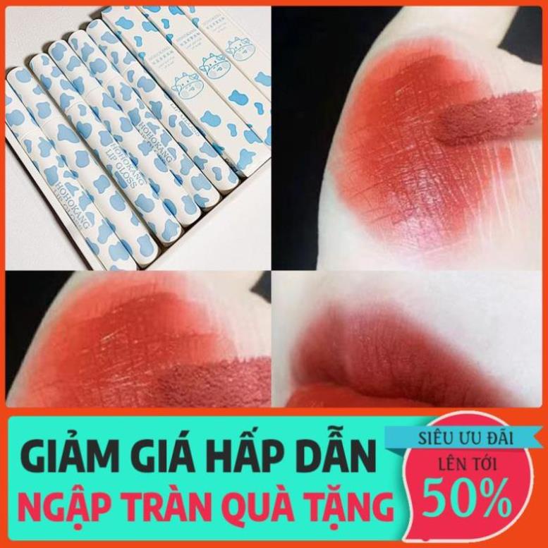 Son kem lì HOHOKANG bò sữa tone sáng da nhung mịn nội địa Trung màu đỏ nâu đất * new