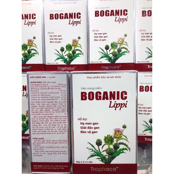 Boganic Lippi - giải độc gan, hạ mỡ máu - bảo vệ gan - Chính hãng Traphaco Chính hãng. Hộp 30 viên