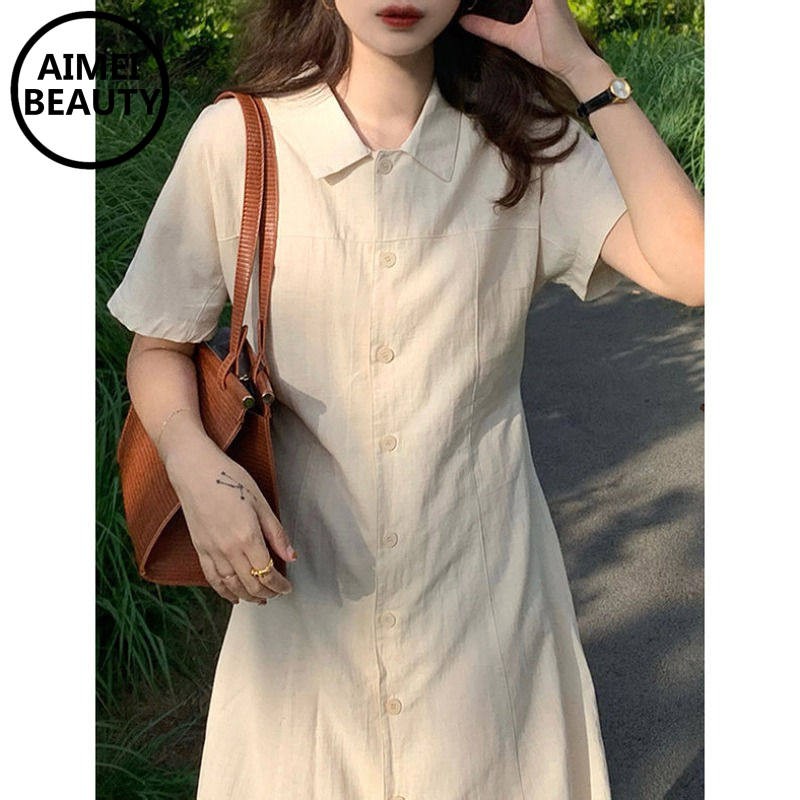 Đầm Xòe Màu Trơn Thời Trang Hè Xinh Xắn Cho Nữ