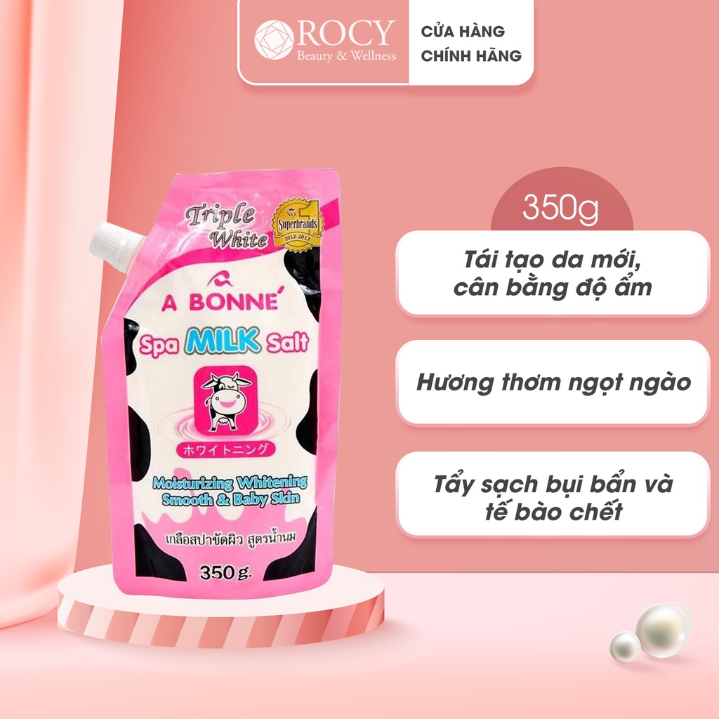 Muối Tắm Sữa Bò A Bonne Spa Milk Salt Thái Lan 350gram - Tẩy Tế Bào Chết Toàn Thân, Cân Bằng Độ Ẩm, Mềm Mịn Da, Hương Sữ