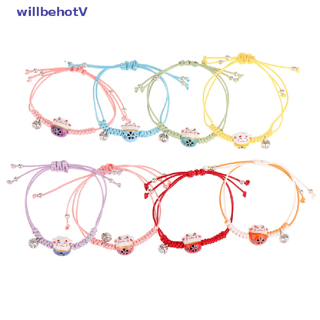 [WillbehotV] 1 Vòng Tay Mặt Gốm Sứ Hình Mèo May Mắn Nhiều Màu