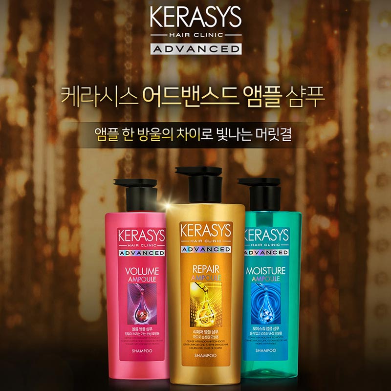 Bộ dầu gội xả Kerasys Hair Clinic Advanced Ampoule 600ml Hàn Quốc chăm sóc tóc hoàn thiện, chuyên sâu