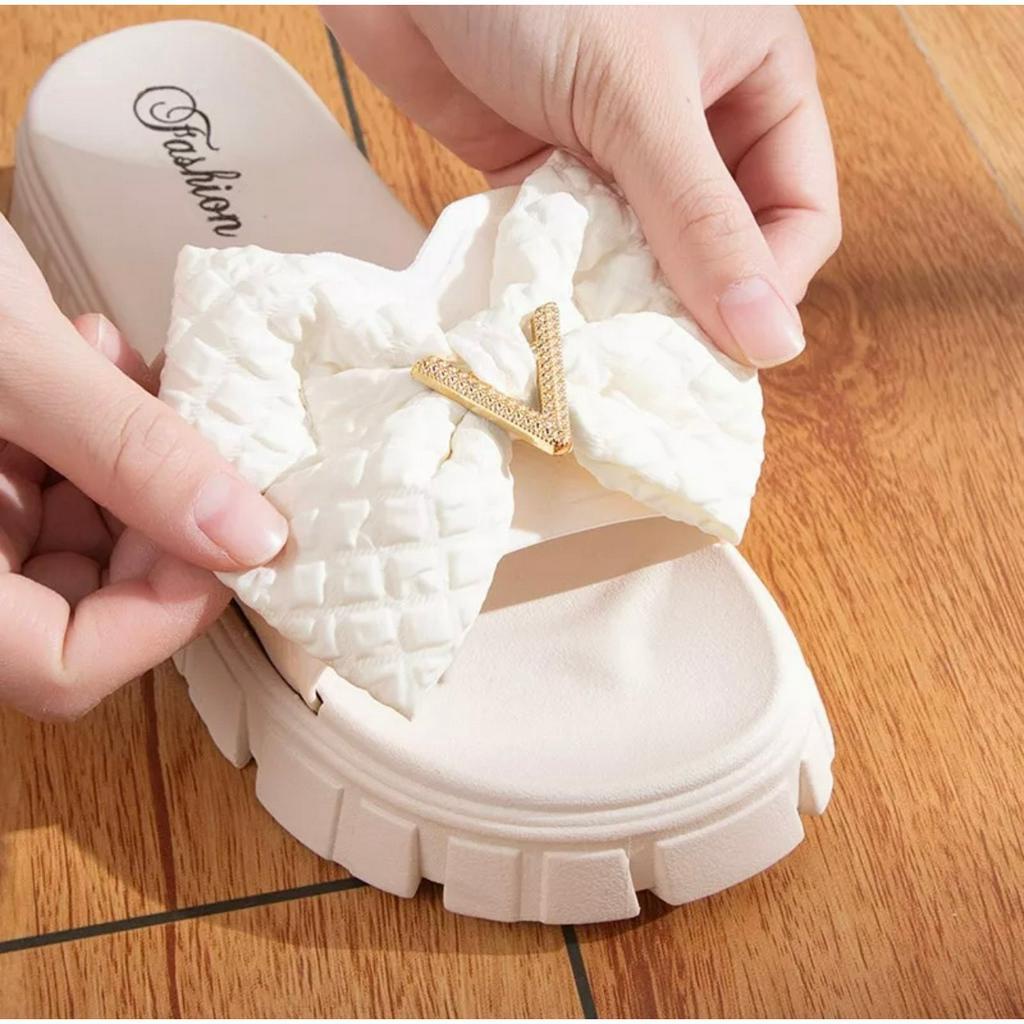 Dép nữ nơ V đế bánh mỳ cao 4p êm chân cao cấp