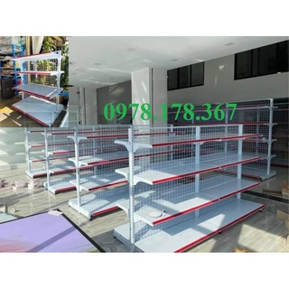 Kệ siêu thị đôi lưng lưới cao cấp - dài 90cm x cao 150cm x 8 mâm