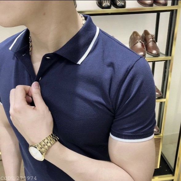 [Hàng VNXK] Áo Polo Nam Vải Cá Sấu Chất Cotton - Màu Xanh | BigBuy360 - bigbuy360.vn
