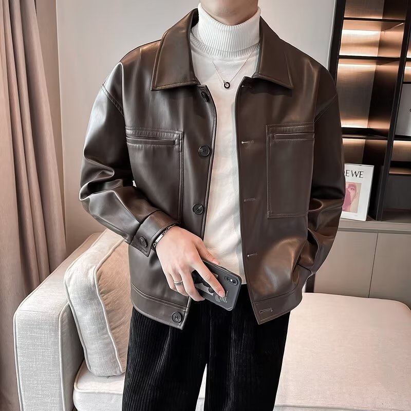 Áo Khoác Da Phong Cách Hàn Quốc Thời Trang Thu Xuân Dành Cho Nam simple fashion áo khoác nam đẹp bomber jackets nam áo dài tay áo khoác bóng chày nam fashion áo khoác bomber