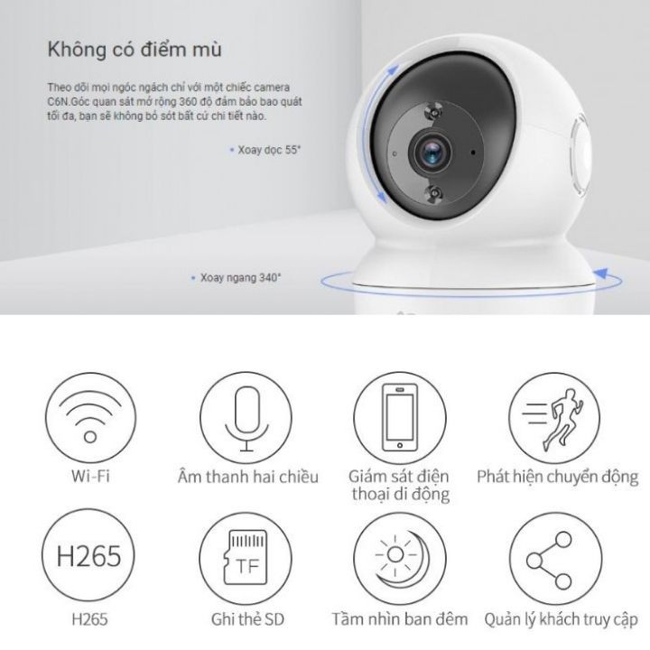 Camera Wifi xoay 360 Ezviz C6N 2.0MPX, Full HD 1080P , đàm thoại 2 chiều , cảm biến chuyển động | BigBuy360 - bigbuy360.vn