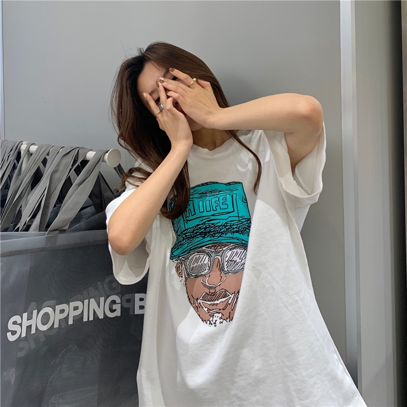 Áo from rộng nam nữ Aiife áo phông nữ ADLV tay lỡ vải cotton mùa hè 2022