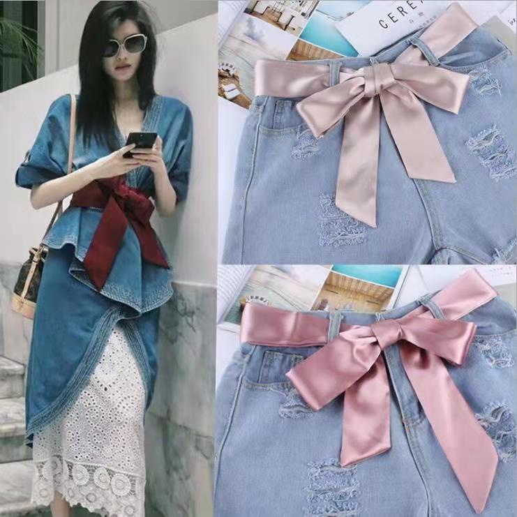 Dây Ruy Băng Lụa Màu Trơn Siêu Dài Đa Năng Trang Trí Thắt Lưng Đầm