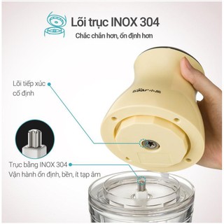 Máy xay Bear 0.6l cối - Máy xay cao cấp cối thủy tinh cho bé ăn dặm - Xanh/Hồng