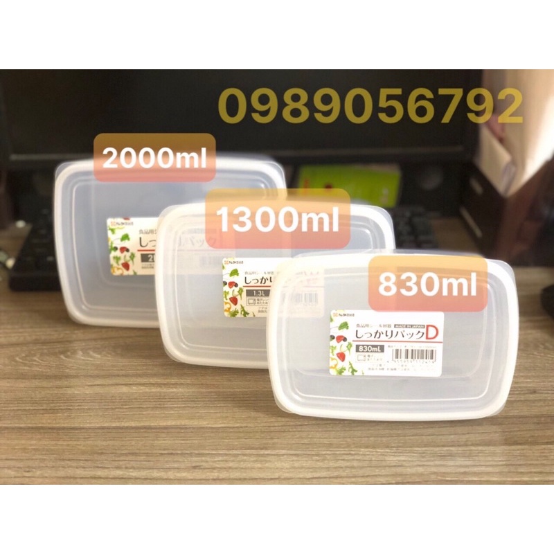 Hộp nhựa đựng thực phẩm có nắp 830ml chữ nhật
