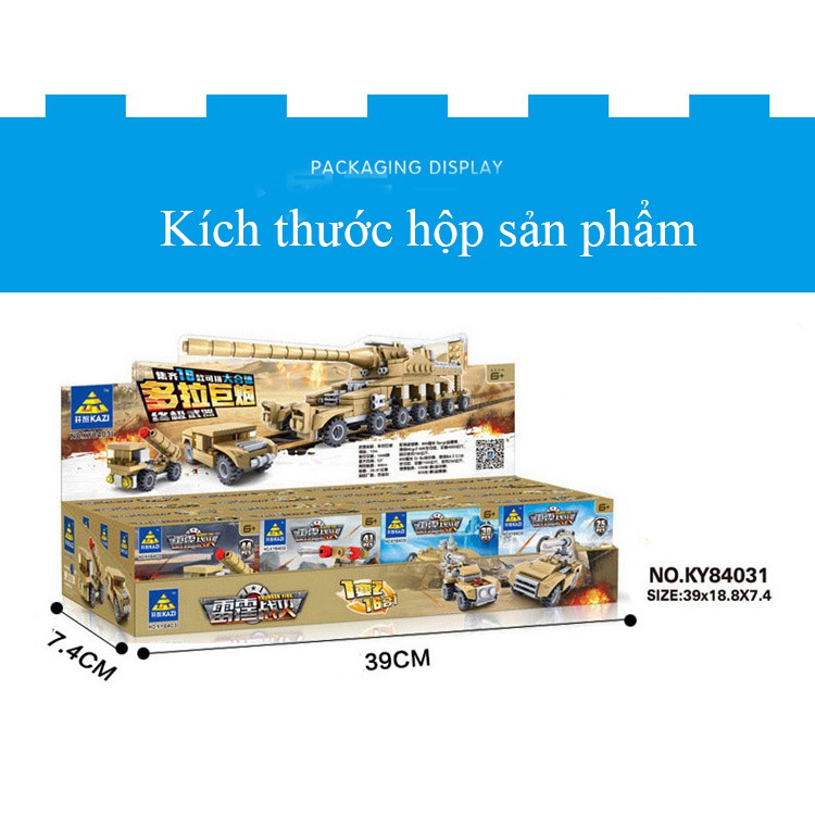 Bộ xếp hình đồ chơi xe tăng với 554 chi tiết, 16 tạo hình lớn, rất nhiều chi tiết khác nhau.. cả nhà cùng chơi