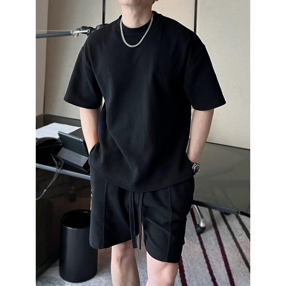 Bộ Phông Hè Đen Trơn BASSIC BOZIP Cao Cấp, Chất Bozip Dày Đẹp Thoáng Mát Sành Điệu