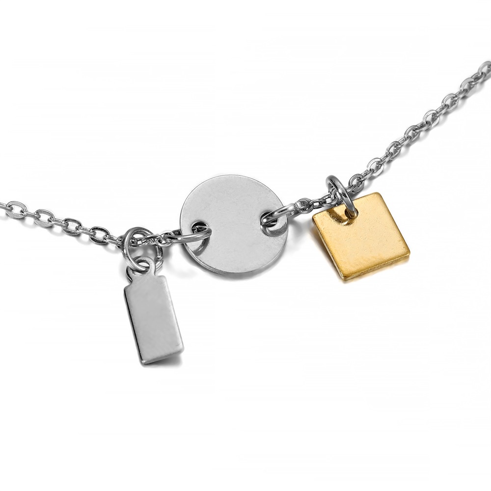 Mặt dây chuyền ST.KUNKKA hình vuông/tròn bằng thép không gỉ làm đồ DIY