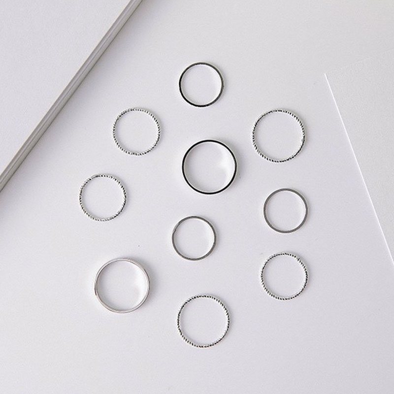Bộ 10 Nhẫn Đeo Khớp Ngón Tay Thiết Kế Đơn Giản Cho Nữ Sinh