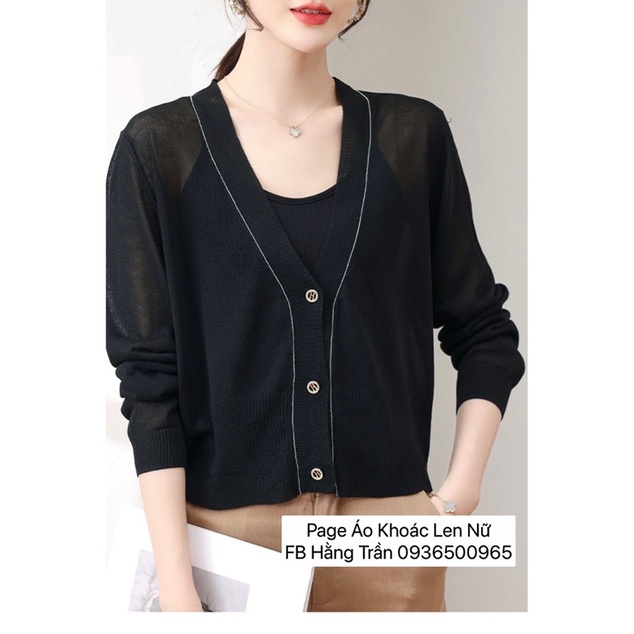 Khoác len cổ tim chất mỏng form rộng hàng cao cấp.