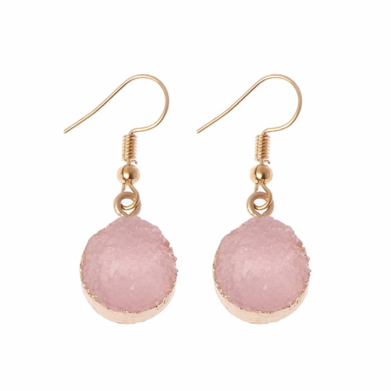 Bông tai dạng móc mặt hình tròn đính đá pha lê thời trang tự nhiên