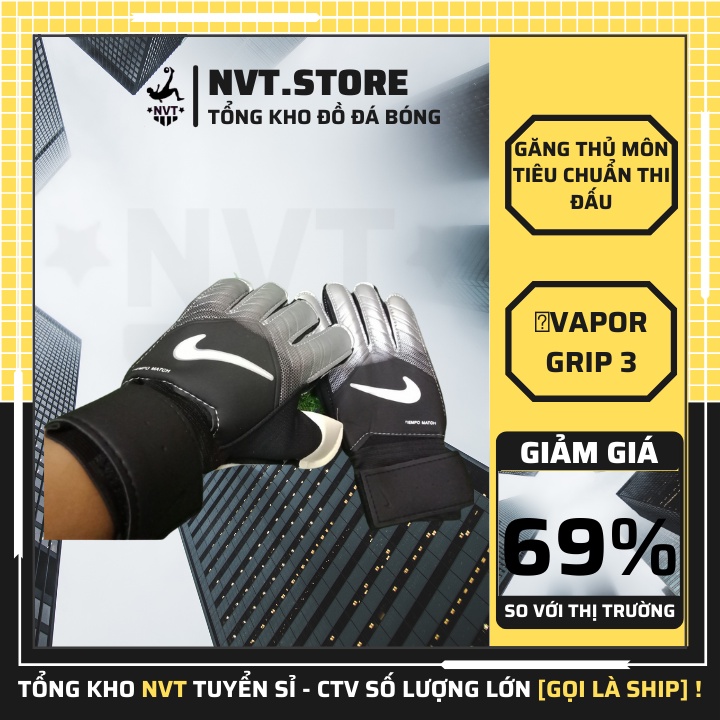 Găng tay thủ môn chuyên nghiệp Nike Tiempo, Bao tay bắt gôn cao cấp, ôm sát bàn tay - NVT.store.vn