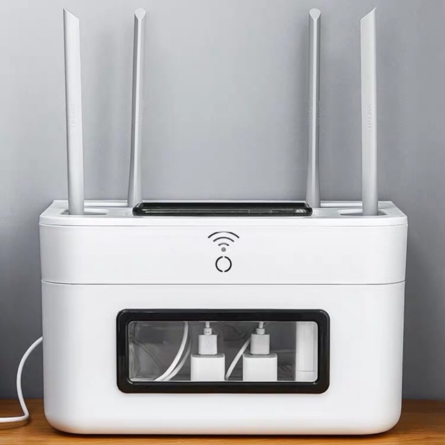 Hộp đựng ổ điện và modem wifi treo tường không khoan vít