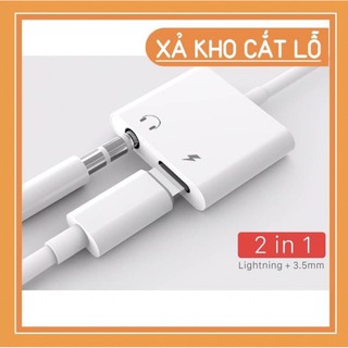 Jack chuyển đổi 2 in 1- Cổng chuyển đổi- Giắc chuyển đổi tai nghe iphone cổng lightning sang 3,5 và lightning TOPMAX