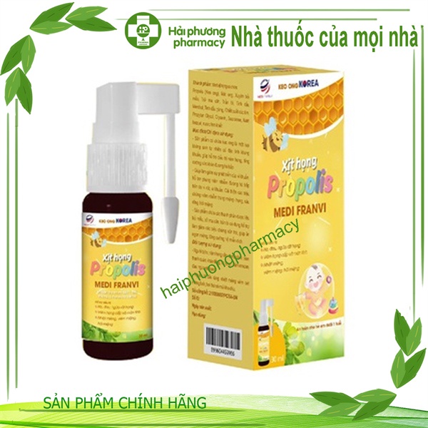 Xịt họng keo ong Propolis medi franvi giảm ho , đau rát họng lọ 30ml