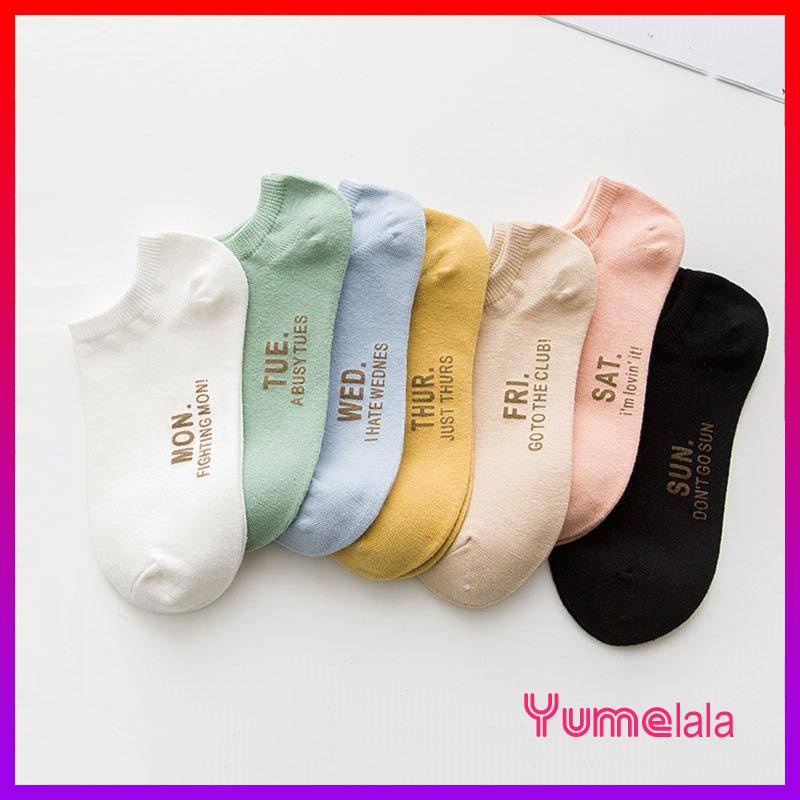 Combo 7 đôi Vớ ngắn UNISEX Hello tuần mới - Vớ ngắn nam nữ