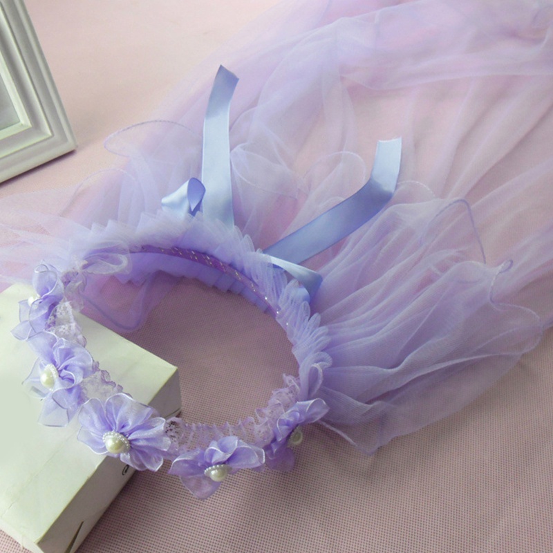 Mạng Che Mặt Kiểu Xếp Li Họa Tiết Hoa Lãng Mạn Cho Bé Gái