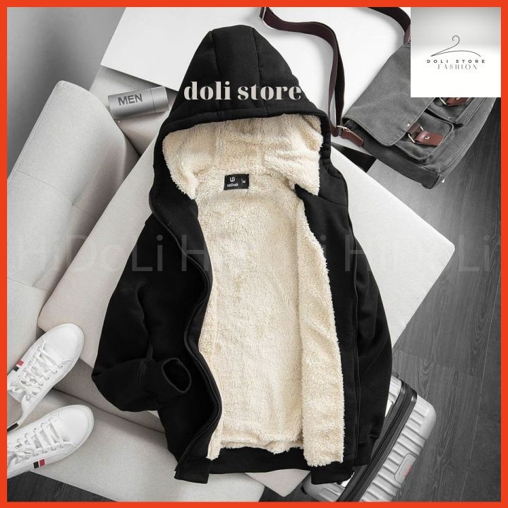 Áo khoác nỉ lót lông,áo hoodie nam nữ unisex 5 màu thời trang mặc đẹp chuẩn form dáng, thời trang DOLI STORE1