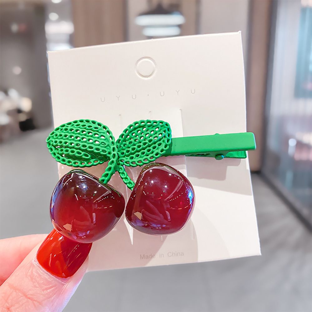 Kẹp Tóc Hình Trái Cherry Bằng Hợp Kim Nhiều Màu Dễ Thương Phong Cách Hàn Quốc Cho Nữ