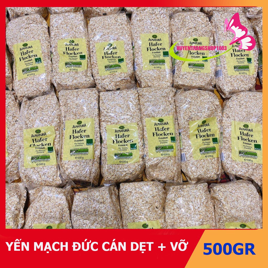 Yến mạch giảm cân Cán Dẹt & Cán Vỡ Hafer Flocken 500gr, 5 phút ăn liền date mới