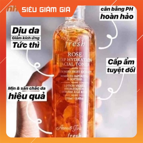 [Chính Hãng] Toner Fresh hoa hồng 250ml