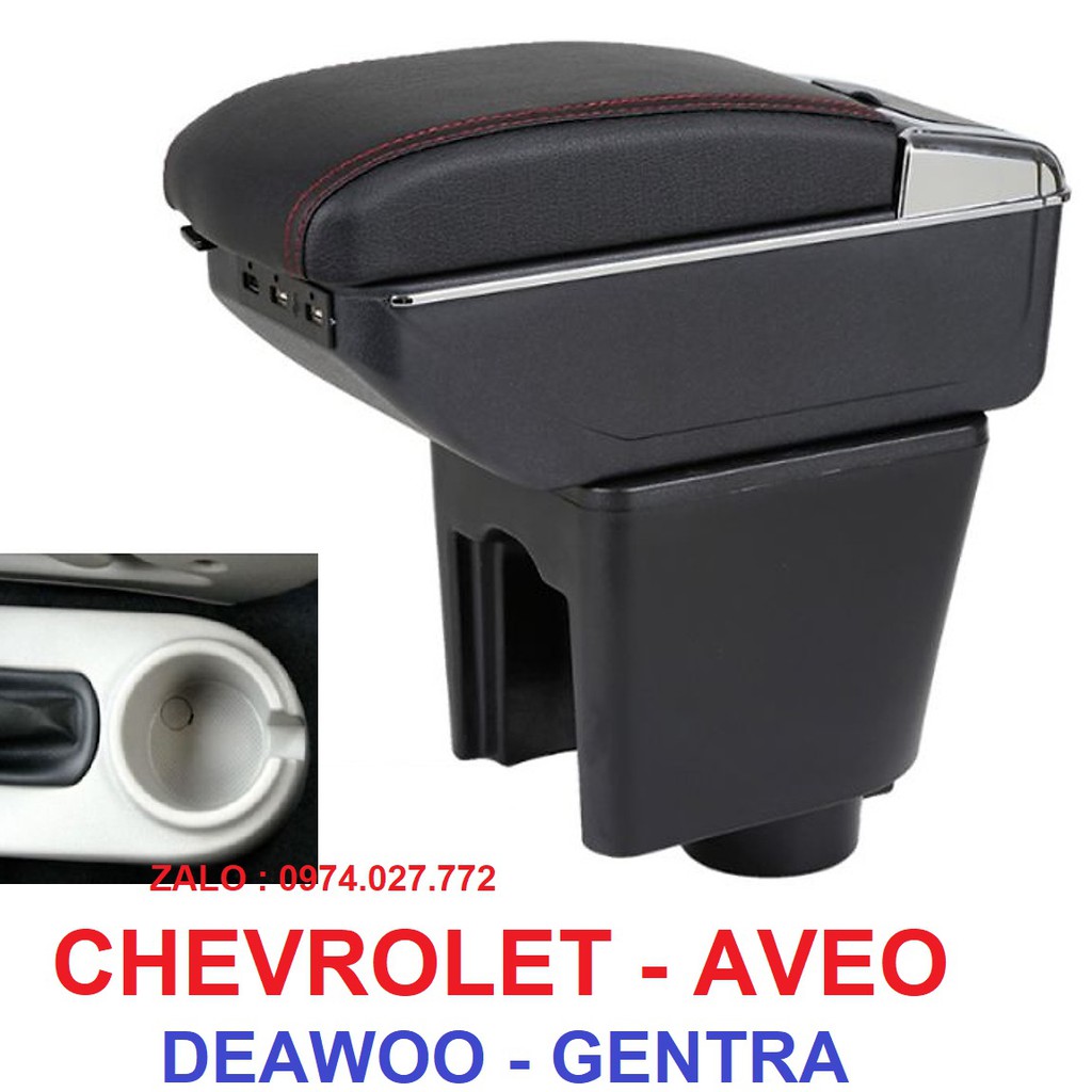Hộp tỳ tay xe ô tô CHEVROLET AVEO - DEAWOO GENTRA - 7 CỔNG USB - NHIỀU MÀU
