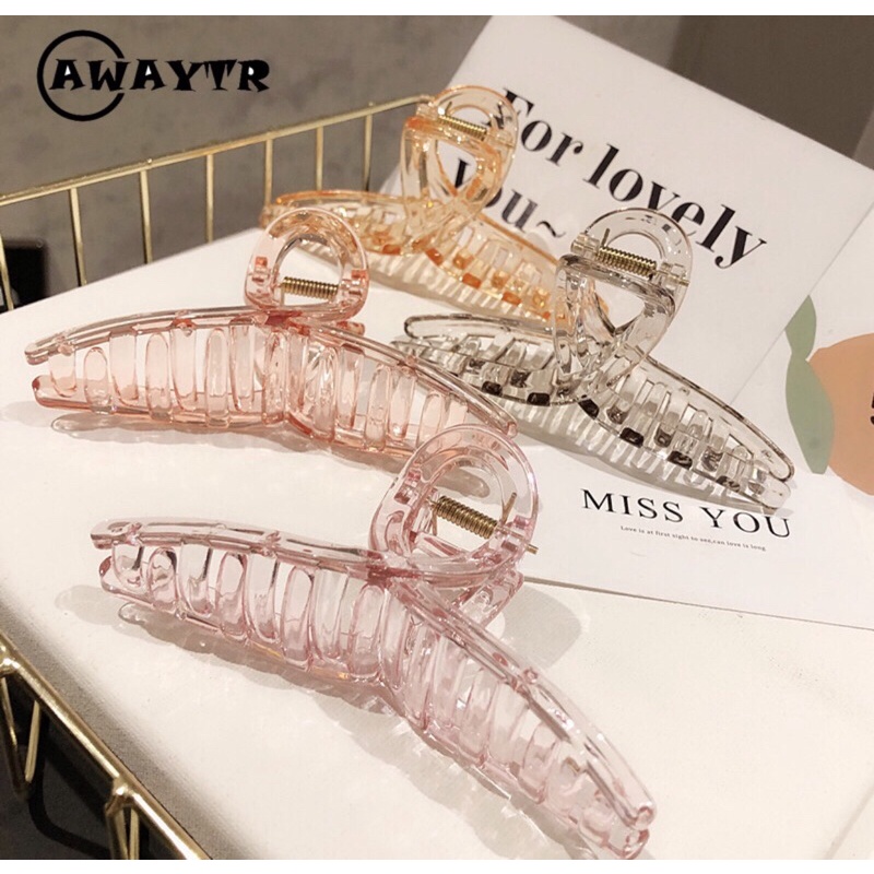 Kẹp tóc bằng nhựa Acrylic màu trong suốt xinh