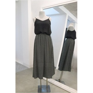 Chân váy vintage cotton lụa E.studio màu xanh đậm