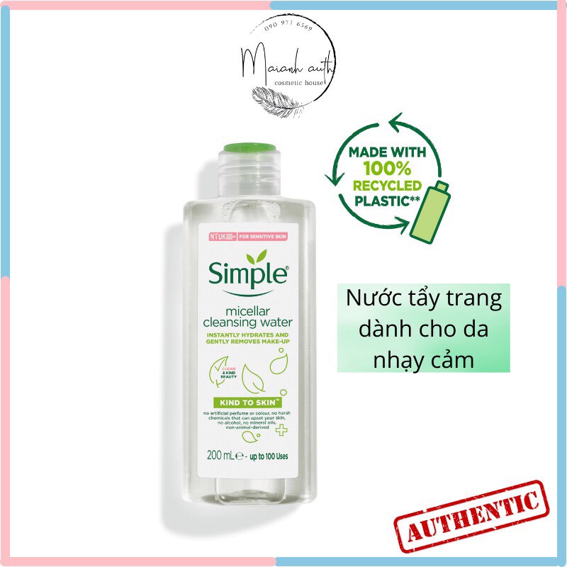 Nước Tẩy Trang Simple Micellar Cleansing Water 200ml