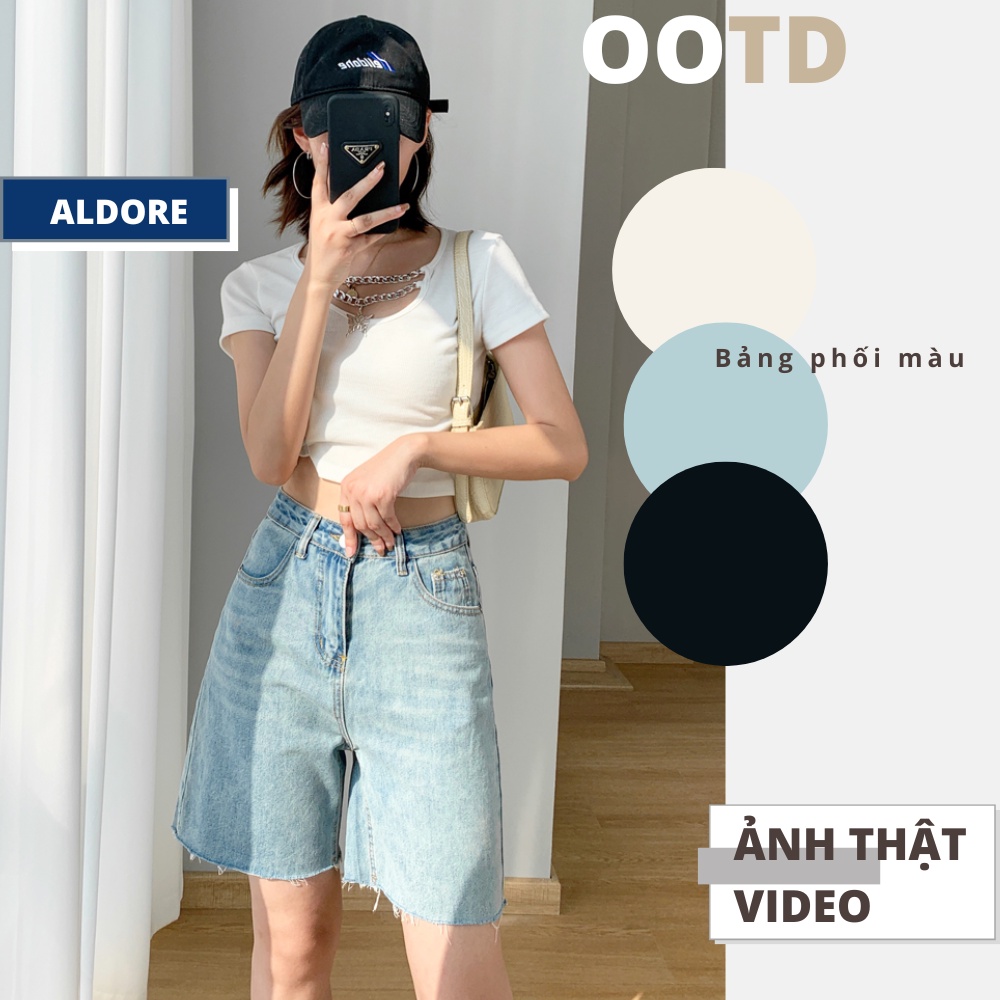 Quần short jean ngố lửng nữ ống rộng MST4