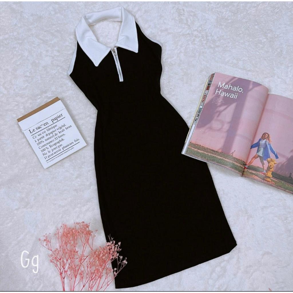 đầm gân body phối cổ khóa keo kiểu ba lỗ hot