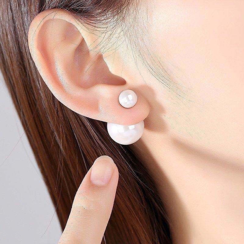 Bông tai hạt châu trắng gắn sát tai giá rẻ YU37