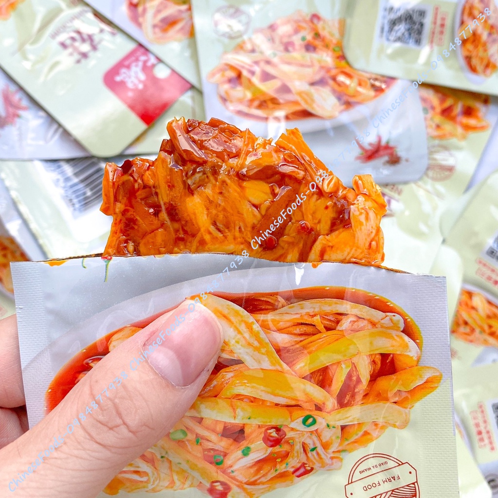 Nấm Kim Châm Sốt Cay Ăn Liền Gói 22g, Nấm Kim Châm Ăn Vặt Nội Địa Ngon Gía Rẻ, Nấm Cay