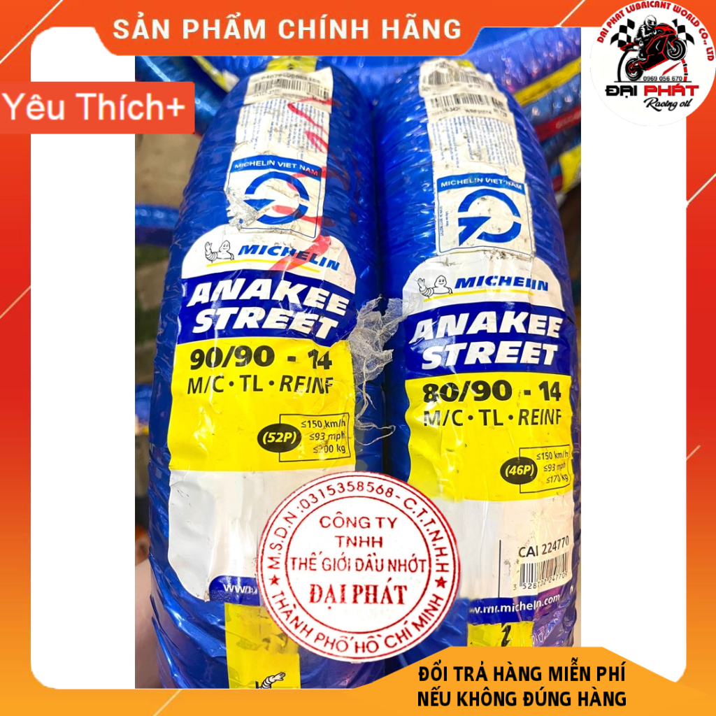 Vỏ Michelin ANAKEE STREET Vành 14 đầy đủ size 80/90 -14 1 90/90 -14