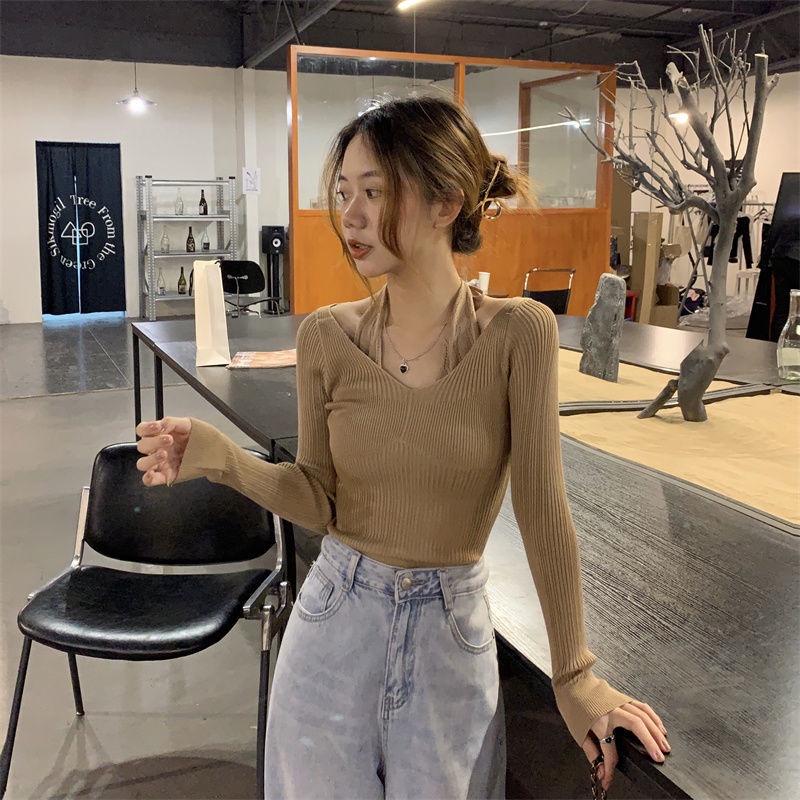 COZOK Áo sweater Tay Dài Dáng Ôm Thời Trang Cá Tính Cho Nữ